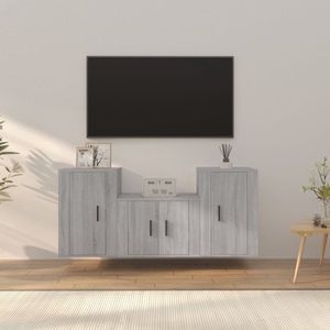 The Living Store TV-meubelset - Klassiek - Meubelen - 57x34.5x40 cm / 40x34.5x60 cm - Grijs Sonoma Eiken