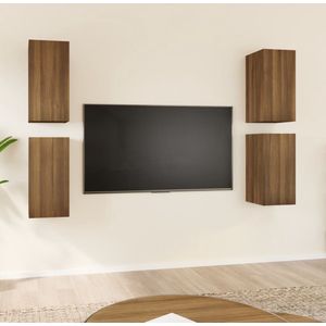 The Living Store Wandkast TV-meubel Bruineiken 30.5 x 30 x 60 cm - Stevig materiaal - moderne stijl - gemakkelijke montage - voldoende opbergruimte - 4x
