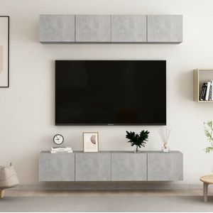The Living Store Televisiekast Woonkamer - 80 x 30 x 30 cm - Betongrijs