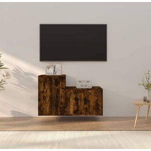 The Living Store - TV-meubel set - Gerookt eiken - 57x34.5x40cm/40x34.5x60cm