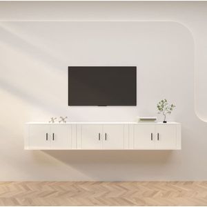The Living Store TV-wandmeubel - Hoogglans wit - 80 x 34.5 x 40 cm - 3-delig