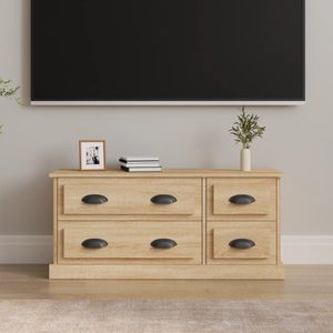 The Living Store Tv-meubel Sonoma Eiken - 100 x 35.5 x 45 cm - Trendy ontwerp - Duurzaam materiaal - Voldoende opbergruimte - Stevig blad - Flexibele installatie