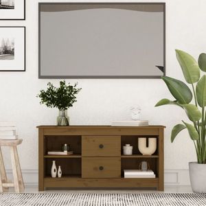 The Living Store Tv-Kast Grenenhout - 103 x 36.5 x 52 cm - Honingbruin