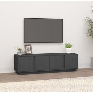 The Living Store Tv-meubel 140x40x40 cm massief grenenhout grijs - Kast