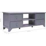 The Living Store Tv-meubel - Grijs - 115 x 30 x 40 cm - Paulowniahout en MDF