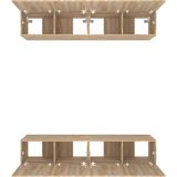 The Living Store Sonoma Eiken TV-Meubelen - Set van 4 - 80x30x30cm - Wandgemonteerd - Met praktische deuren - Hoogwaardig bewerkt hout
