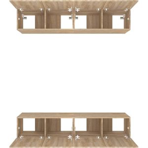 The Living Store Sonoma Eiken TV-Meubelen - Set van 4 - 80x30x30cm - Wandgemonteerd - Met praktische deuren -