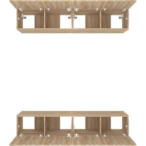 The Living Store Sonoma Eiken TV-Meubelen - Set van 4 - 80x30x30cm - Wandgemonteerd - Met praktische deuren - Hoogwaardig bewerkt hout