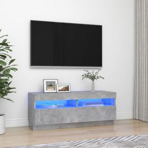The Living Store TV-meubel Betongrijs - LED-verlichting - 100x35x40 cm - Duurzaam