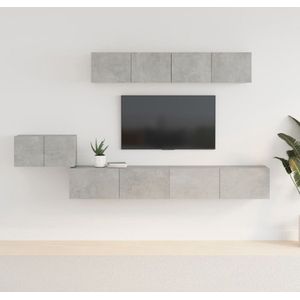 The Living Store TV meubelset - klassieke televisiekasten - betongrijs - 60x30x30cm - 2x100x30x30cm - 2x80x30x30cm