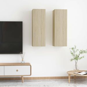 The Living Store Wandkast - 30.5 x 30 x 90 cm - Sonoma eiken - Spaanplaat