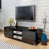 The Living Store Hoogglans TV-meubel - 120 x 40.3 x 34.7 cm - Kleur- hoogglans zwart