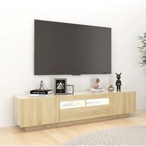 The Living Store TV-meubel Sonoma Eiken - 180 x 35 x 40 cm - RGB LED-verlichting