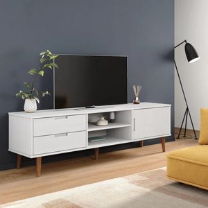 The Living Store MOLDE Tv-kast - 158x40x49 cm - Wit - Massief grenenhout