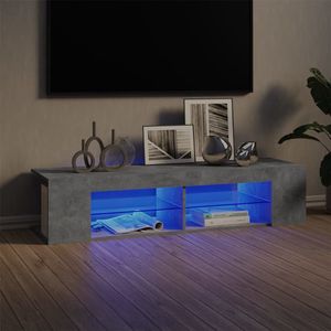 The Living Store TV-meubel Betongrijs 135x39x30 cm - LED verlichting