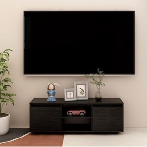The Living Store tv-meubel - Hifi kast - 110 x 30 x 40 cm - Zwart - Massief grenenhout