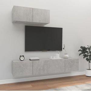 The Living Store TV-meubelset - Betongrijs - 80 x 30 x 30 cm - 3x