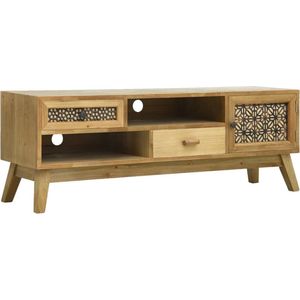 The Living Store Vintage TV-kast - 120x30x42cm - Bruin - MDF - Grenenhouten poten