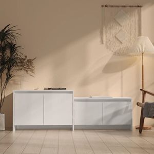 The Living Store TV-meubel - Televisiemeubel - 146.5 x 35 x 50 cm - Hoogglans wit