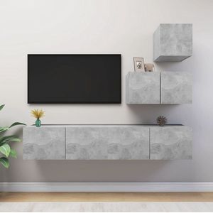 The Living Store TV-meubelset - Betongrijs - Spaanplaat - 30.5x30x30cm - 60x30x30cm - 80x30x30cm