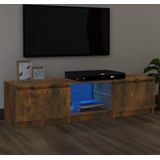 The Living Store Tv-meubel Trendy - LED-verlichting - Bewerkt hout - Gerookt eiken - 140x40x35.5 cm