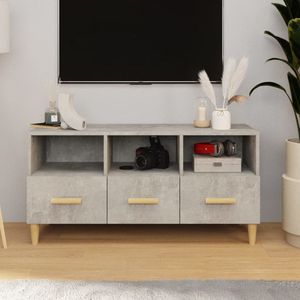The Living Store Tv-meubel 102x36x50 cm bewerkt hout betongrijs - Kast