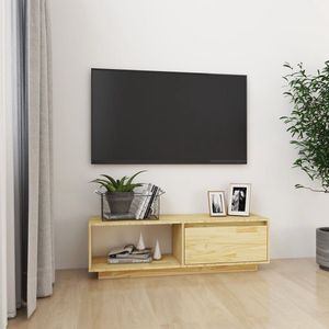The Living Store TV-meubel - Grenenhout - 110 x 30 x 33.5 cm - Met lades en opbergschappen