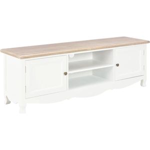 The Living Store TV-meubel - uniek paulownia fineer - moderne meubels - Afmeting- 120 x 30 x 40 cm - Ken- wit en