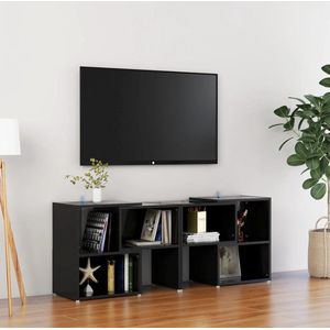 The Living Store Tv-meubel 104x30x52 cm spaanplaat hoogglans zwart - Kast