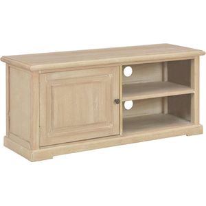 The Living Store TV-meubel - MDF en massief paulowniahout - 90 x 30 x 40 cm - Met 1 deur en 2 open vakken