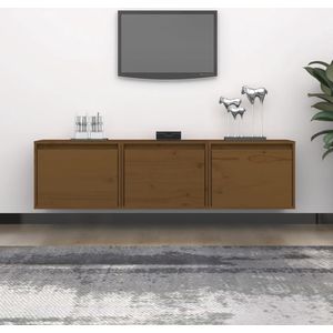 The Living Store TV-meubels - Grenenhout - 45 x 30 x 35 cm - Honingbruin