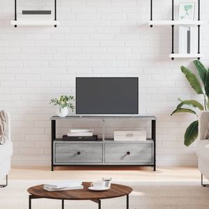 The Living Store Industriële TV-Kast - Grijs Sonoma Eiken - 90 x 33 x 45 cm