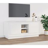 The Living Store TV-meubel - Trendy - Praktisch - Opbergruimte- 4 vakken - Stevig blad - Praktische deuren - Handleiding bijgevoegd - Kleur- wit - Materiaal- bewerkt hout - Afmetingen- 102 x 35 x 45 cm (B x D x H)