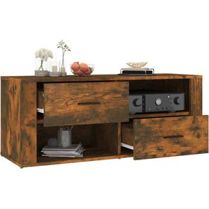 The Living Store TV-Kast - Classic s - Meubel - 100x35x40 cm - Gerookt Eiken