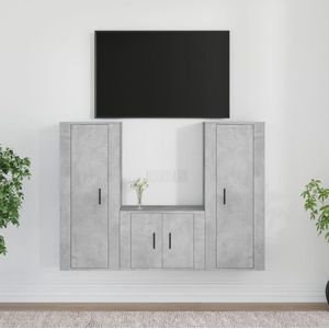 The Living Store Televisiekastenset - Betongrijs - 3-delige set - Bewerkt hout - 40 x 34.5 x 100 cm - Wandgemonteerd -