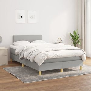 The Living Store Boxspringbed - Comfort - Bed - 203 x 120 x 78/88 cm - Lichtgrijs - Stof - Multiplex en bewerkt hout