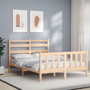 The Living Store Massivholzbett ohne Matratze 140x190 cm Kiefernholz - Holzbett - Kiefernholzbett - Massives Holzbett - Lattenrostbettwagen