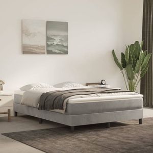 The Living Store Bedframe zonder matras 140x190 cm fluweel lichtgrijs - Boxspring Frame - Fluweel Bed - Grijs Bed - 1 Persoons Bed - Luxe Bed