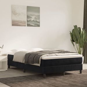 The Living Store Boxspringbed - Zacht fluwelen bed met pocketvering matras - Middelharde ondersteuning - Huidvriendelijk topmatras - Multiplex lattenbodem - Zwart - 203x120x25 cm