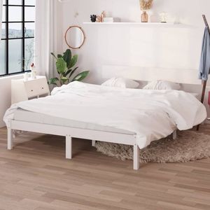 Massivholzbett Weiß 120x190 cm - Holzbett - Massivholzbette - Kiefernbett - Weißes Bett - Doppelbett - The Living Store