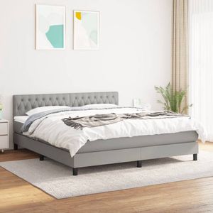 The Living Store Boxspringbed - Luxe - Volledig bed - 203 x 180 x 78/88 cm - Lichtgrijs - Pocketvering matras - Middelharde ondersteuning - Huidvriendelijk topmatras - Montagehandleiding inclusief