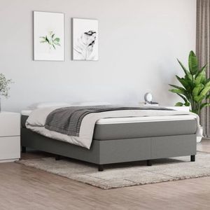 The Living Store Bedframe zonder matras stof donkergrijs 140x190 cm - Boxspring Frame - Donkere Kleuren - Tweepersoon Bed - Houten Bedframe - Bed Frame Grijs