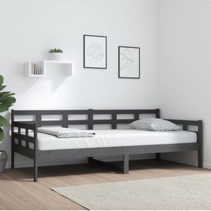 Tagesbett Grau Massivholz Kiefer 90x200 cm - Tagesbett - Holzbett - Kiefernholzbett - Gästebett - Schlafsofa - The Living Store
