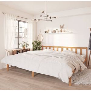 The Living Store Bedframe massief grenenhout honingbruin 200x200 cm - Massief Hout Bed Frame - Houten Bed - Tweepersoons Bed - Bed Frame 200x200 - Honingbruin Bed