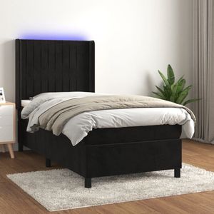 The Living Store Boxspring Luxe - Fluwelen Bed met LED-verlichting - 100x200 cm