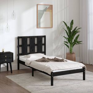 The Living Store Massivholzbett Schwarz 75x190 cm - Holzbett - Massivholzbette - Kiefernbett - Doppelbett - Einzelbett