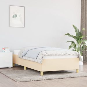 The Living Store Bedframe - Duurzaam - Bedframe - Afmeting- 203 x 103 x 35 cm - Kleur- Crème - Materiaal- Stof - multiplex - The Living Store