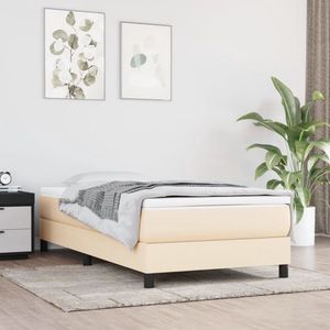 The Living Store Boxspringbed - Pocketvering - Middelharde ondersteuning - Huidvriendelijk - Multiplex lattenbodem - Crème - 203x90x25cm - Inclusief montagehandleiding