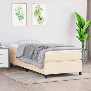 The Living Store Boxspringbed - Pocketvering - Middelharde ondersteuning - Huidvriendelijk topmatras - Multiplex lattenbodem - Crème - 203x100x35 cm