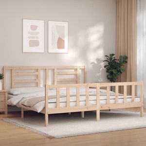 The Living Store Massief Grenenhouten Bedframe - Functioneel hoofd- en voeteneinde - 205.5 x 185.5 x 100 cm - 180 x 200 cm - Montage vereist